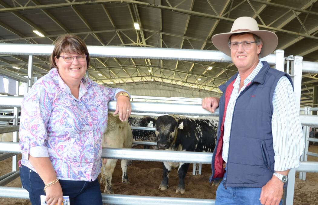 Gale and Malcolm McKelvie, Tartha Cottage stud, Moonie, Qld, with one of their two purchases at $9000 and $5000.