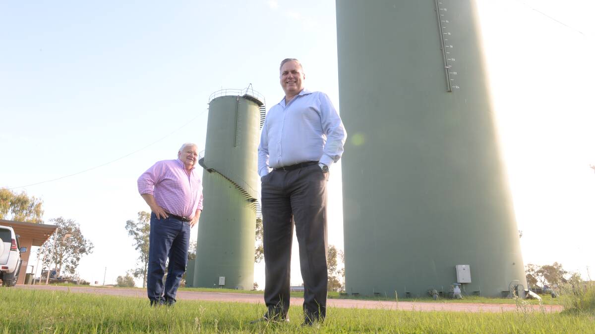 Central Darling Shire Council administrator, Bob Stewart, and general manager, Greg Hill, at the Wilcannia water treatment plant which will be upgraded.