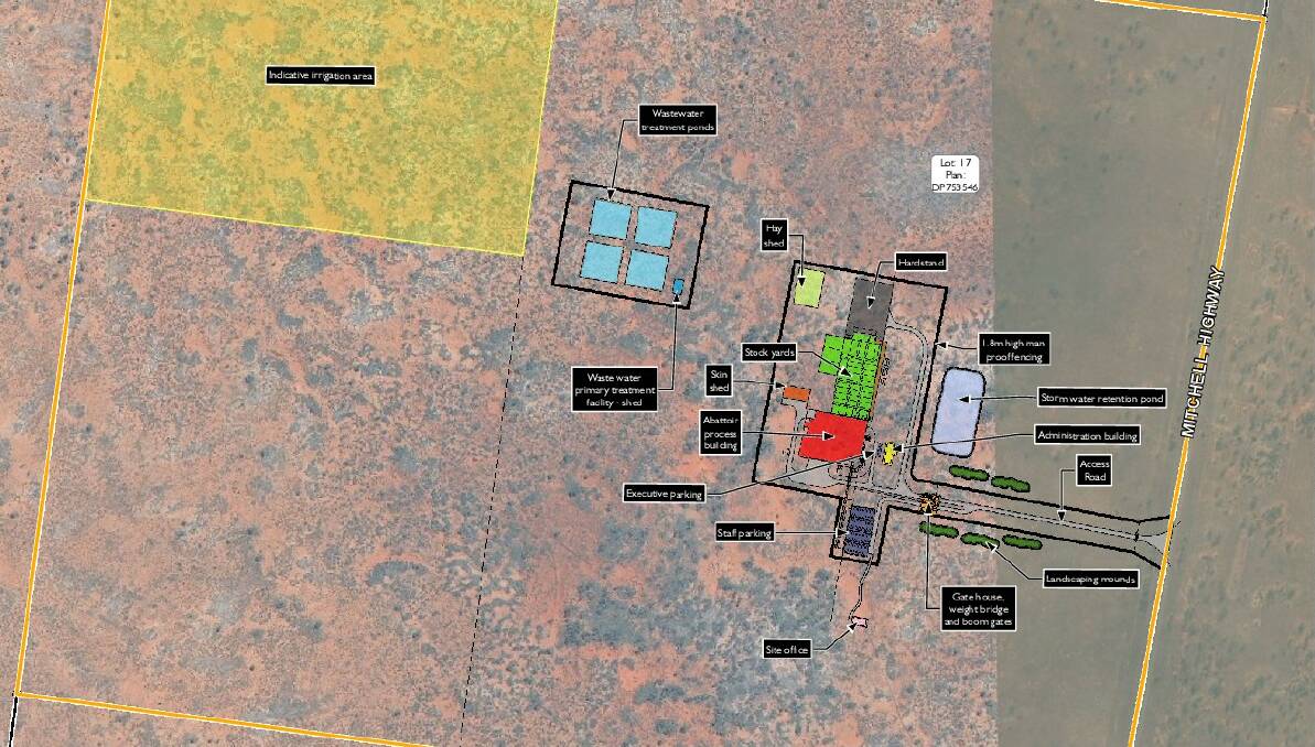 The planned layout of the new abattoir at Bourke. The $61 million project by Capra Developments has been approved.