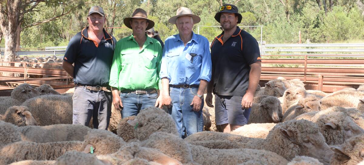 Murtonga Pastoral's Peter Stuckey with classer Tom Kirk, Allen Stucky and Andre Haworth was the runner-up flock.