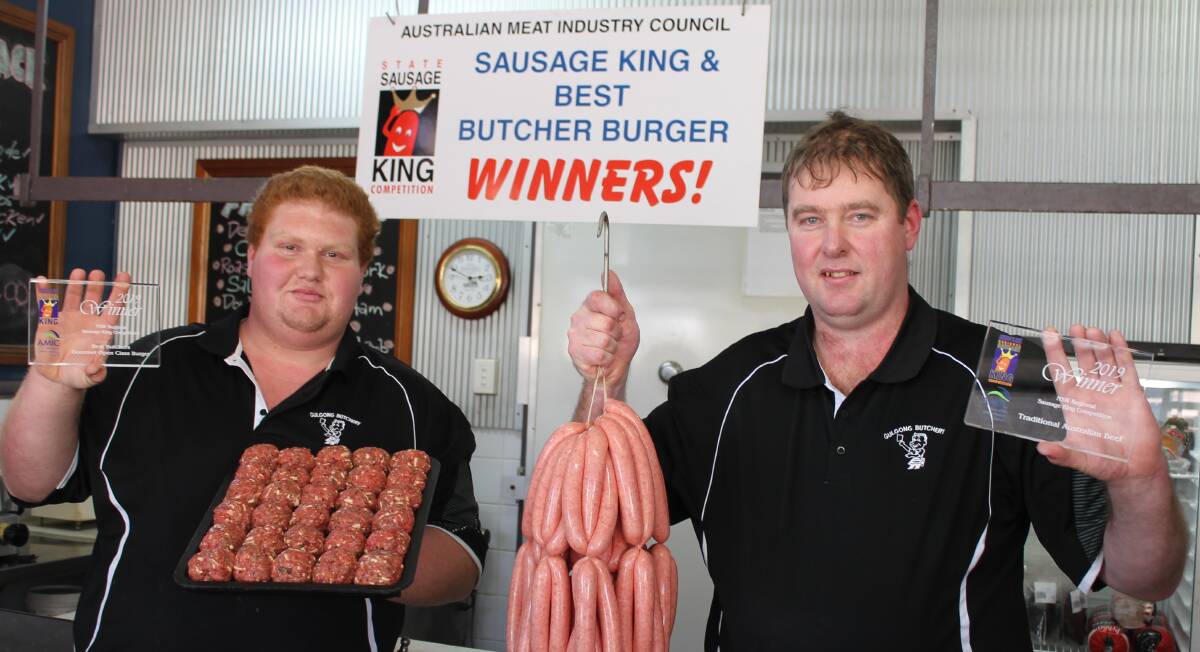 Gulgong Butchery's Sam Webb and Roy Roach are regional NSW sausage kings. Photo: Mudgee Guardian