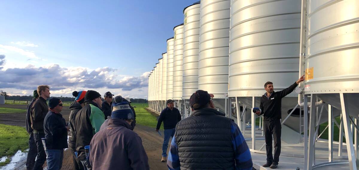 GRDC grain storage extension project manager, Chris Warrick, busy outlining details of grain storage during one of many field days he has facilitated. Hygiene of silos is high on pre-harvest agendas. Photo. Primary Business.