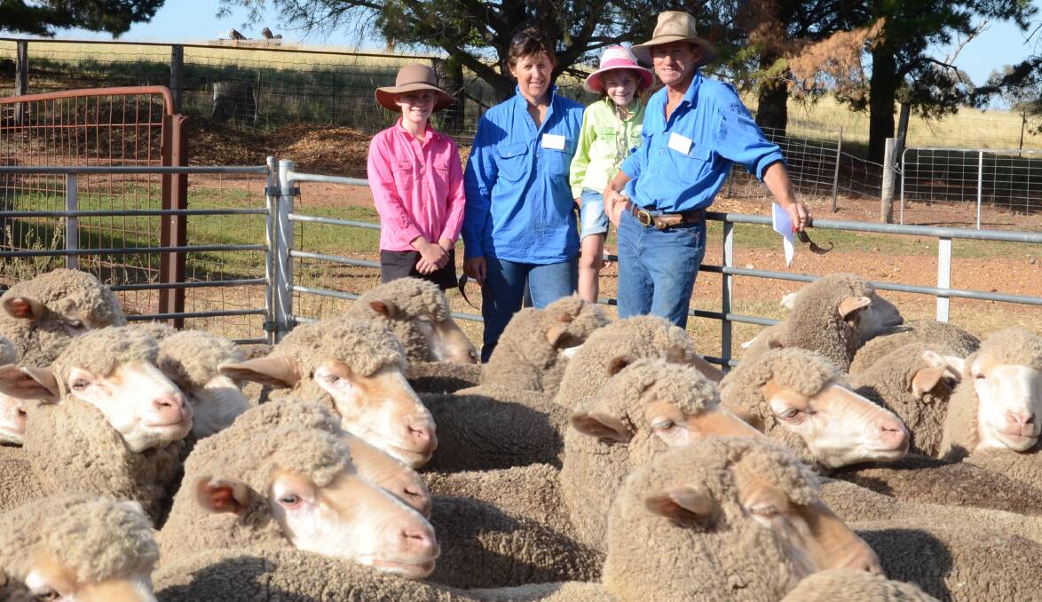 The Rutledge family of Nargong Partnership, Woodstock, Kaitlyn, Alison, Erin and Stephen, with their winning Watervale flock under 500 breeding ewes.