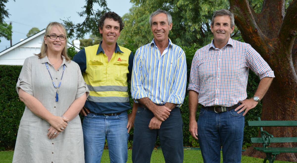 Grower Co members and local grain producers Lisa Orchin, Stuart Tighe, Charles Brett and Tim Grellman in Moree. Grower Co is looking to reduce post farm gate costs for grain growers in Northern NSW. 