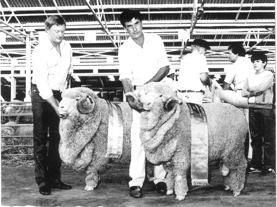 Ram showing with John Williams of 'Thalabah,' Crookwell. Photo supplied.