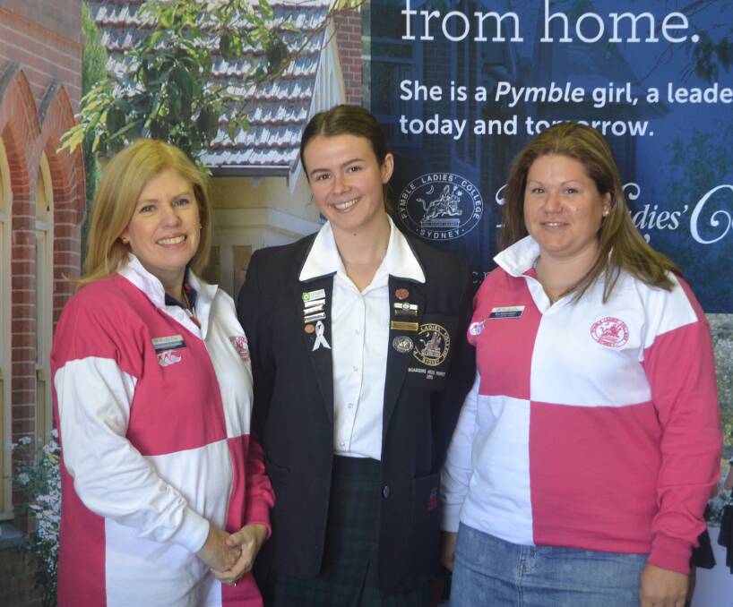 Pymble Ladies' College's Carolyn Burgess (director of boarding), Phoebe Kinsey (head boarder) and Kathryn Glover (Marden House supervisor).