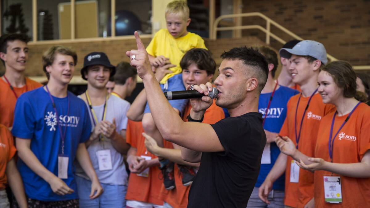 Former Australian Idol contestant Anthony Callea entertains a crowd at Abbotsleigh in December.