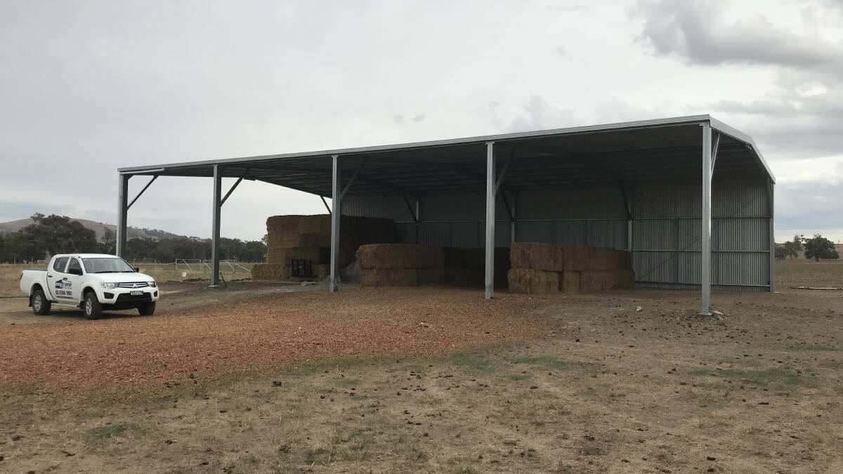A recently completed Ezyframe hay shed built in the Loomberah area, Tamworth.  