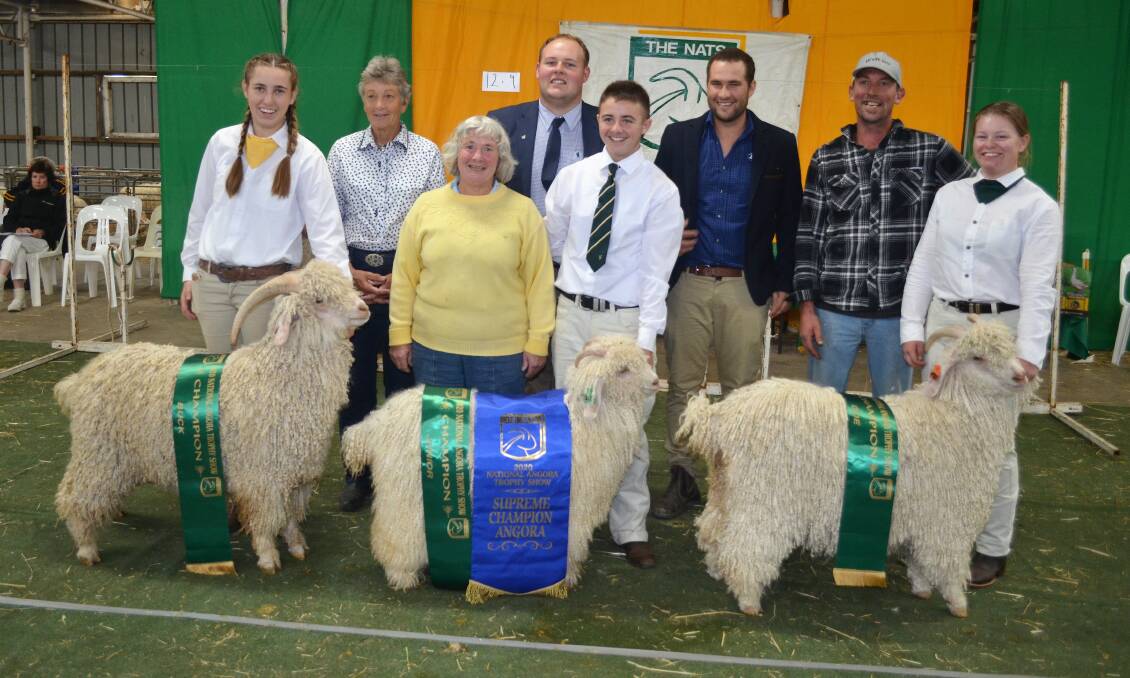 WINNERS: Champion Buck by Tagora Angora Stud with Susie Paterson, Supreme Champion and Champion Doe by Cullbookie Angora Stud with Debbie Scattergood.