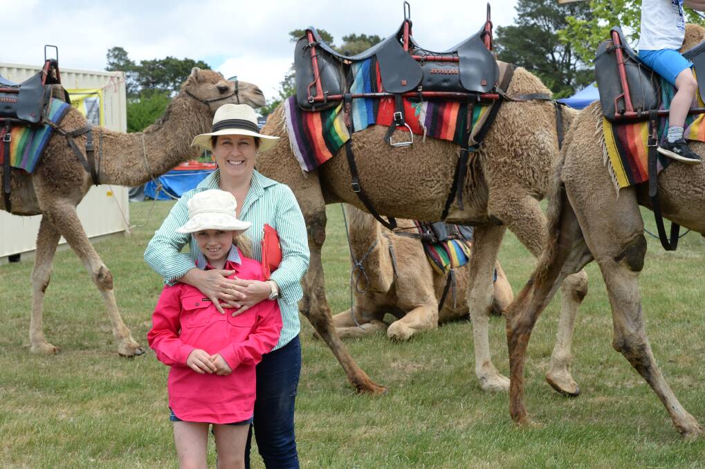 Rachel Griffith and her daughter, Jordan, 10, Nelangie, Cudal, enjoyed the camel rides at the 2017 Australian National Field Days. Photo by Rachael Webb.