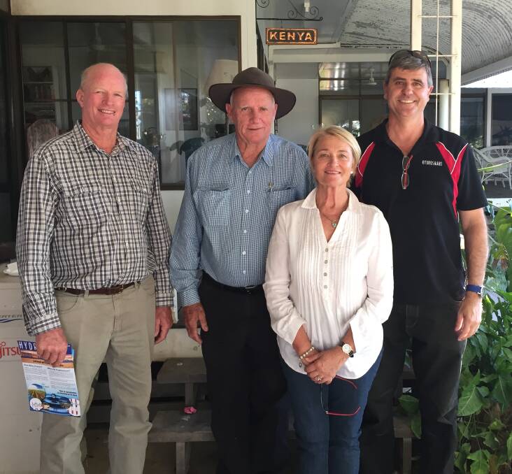 Gardening expert Tom Wyatt (second from left) joined John and Kelly Seccombe at their station ‘Kenya’ with Paul Pearce from Hydrosmart. 