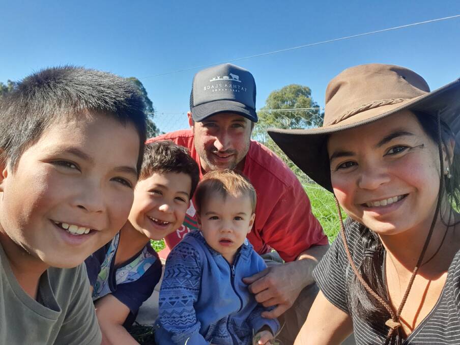 FAMILY AFFAIR: Luke and Pia Winder left Sydney to start regenerative farming. They enjoy the farm with their sons Thomas, Michael, and Jonathan. 