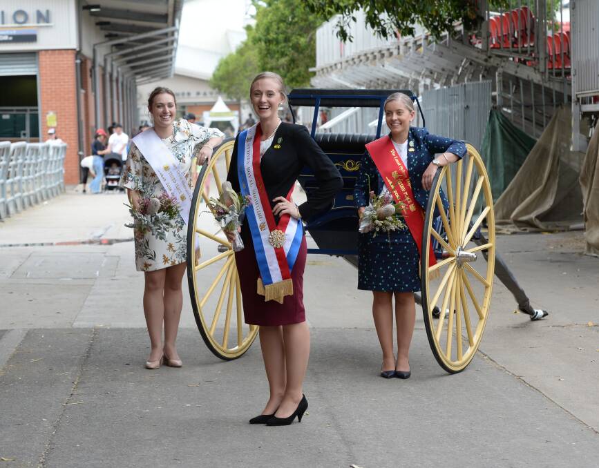 Last year's The Land Showgirl competition top three included third place Grace Allen, second place Pollyanna Easey, and 2018 Sydney Royal Showgirl winner Nikki Gibbs. Photo by Rachael Webb.