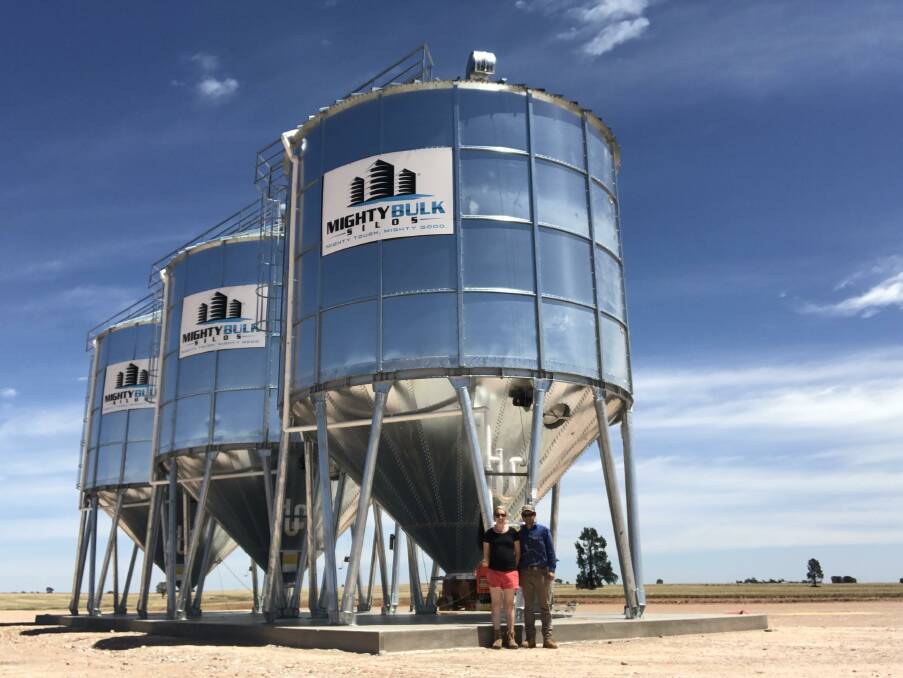 Ian and Amy Pursehouse have 1000 tonnes of on-farm grain storage for their mixed-farming enterprise at Fairview, West Wyalong. 