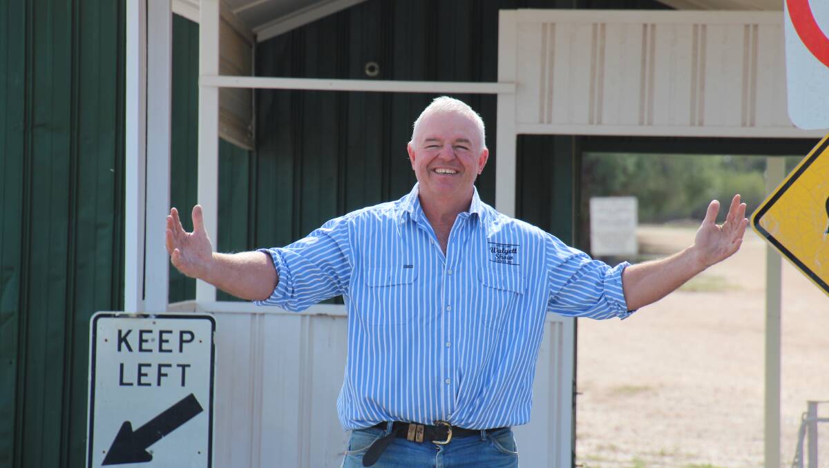 Walgett Show Society president Scott White at the entrance of the Walgett Showground which will be open for the 81st Walgett Show despite the dry.