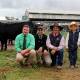 Nutrien Ag Solutions Wilson Russ' Tim Woodham and Ashley McGilchrist, Waitara Angus' Stephen and Toby Chase, and Merridale Angus' Peter Collins with top priced lot Waitara GK Safekeeping S56. Photo: Denis Howard