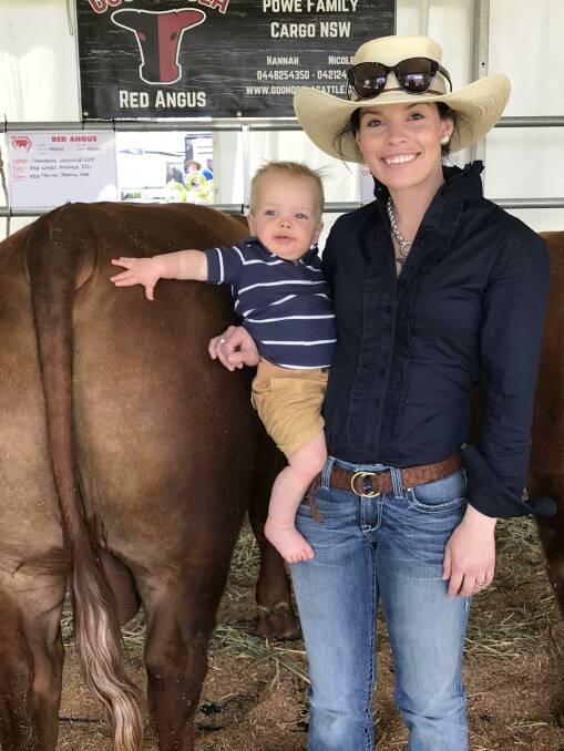 ON SHOW: Nicole Skipper and baby Emery, Goondoola Red Angus, Cargo, will be at the field days as a participating beef exhibitor. 