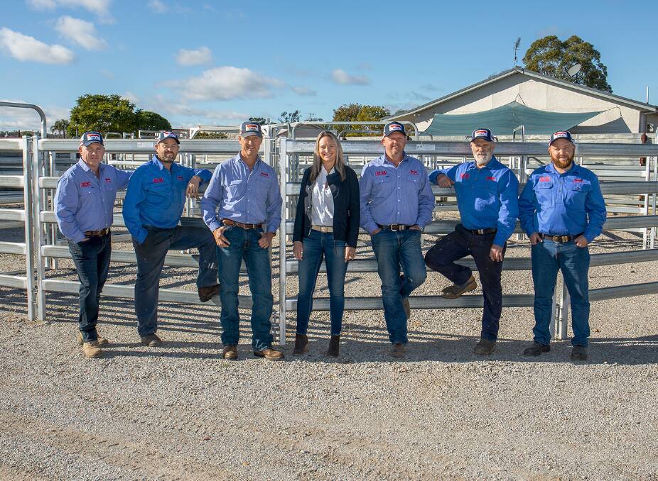 The team at M&M Stockyards include Nathan Ford, Nathan McLoughlin, Charlie Hart, Lucy Hart, Chris Paull, Craig Foster, and Tom Delarue.