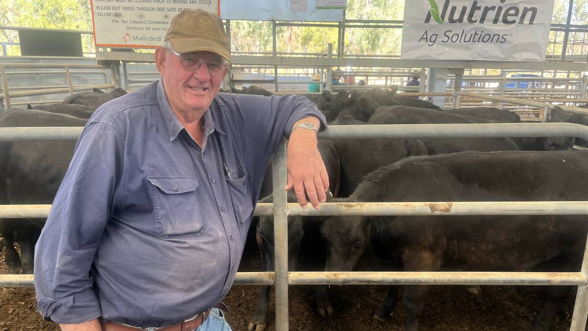 Geoff and Mary (absent) Oliver, Homewood, along with their son Thomas Oliver, sold 100 mixed-sex Angus calves including the lead pen of steers.