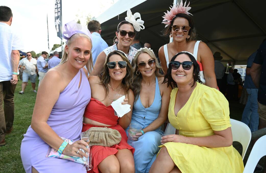 Pictured at the 2023 Lismore Cup are, from front left, Heidi Campbell of Bexhill, Ali Collings of McLeans Ridges, Stacey McLennan of Wollongbar, Megan Duroux of Lismore, and from back left, Donna Stahl of Lismore, and Rochelle Weekes of Lismore. Picture by Cathy Adams