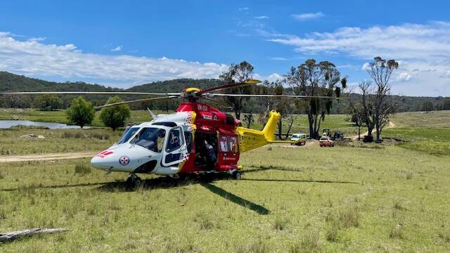 A man has been flown to hospital after an accident on a rural property. Picture supplied by WRHS Media
