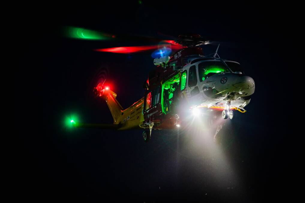 The Westpac Rescue Helicopter Service was called to Binnaway on Tuesday night. Picture supplied by WRHS Media