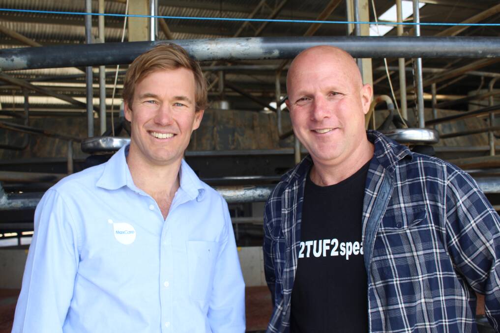 Tom Newton, Business Manager for MaxCare, on the left and Warren Davies, The Unbreakable Farmer, whose insights from his own mental health journey are the basis of the first video in the 'Growing Stronger Every day' series.