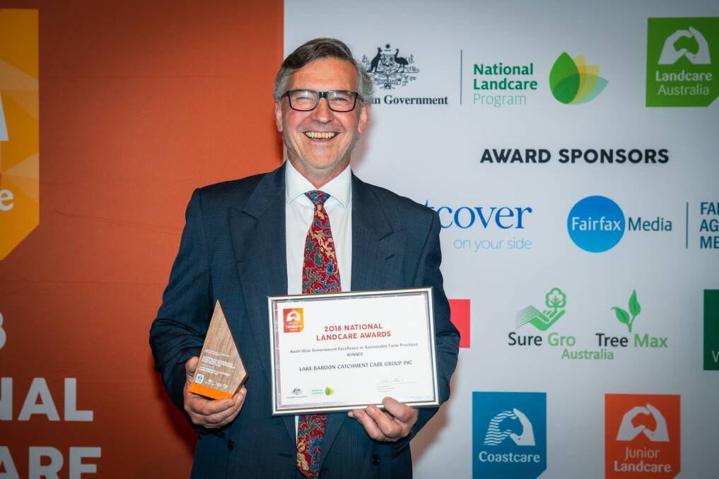 Lake Baroon Catchment Care Group president Peter Stevens picked up the Australian Government Landcare Farming Award (previously known as Excellence in Sustainable Farm Practices Award). Photo Landcare Australia