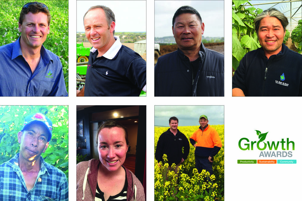 Australasian Winners: Top left to right: David Cameron; Michael Fels; Allan Fong, and Tommy Le. Bottom left to right: Duc Nguyen; Tayah Ryan, and Randall Wilksch (right) pictured with Syngenta TSM Kieran Wauchope.