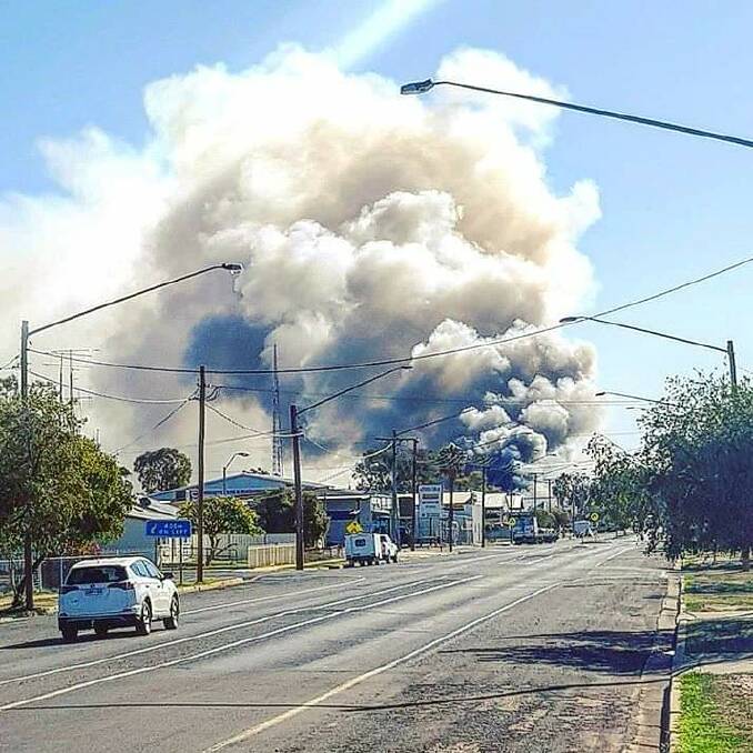 The Walgett IGA goes up in flames early on Wednesday morning. Photo: contributed