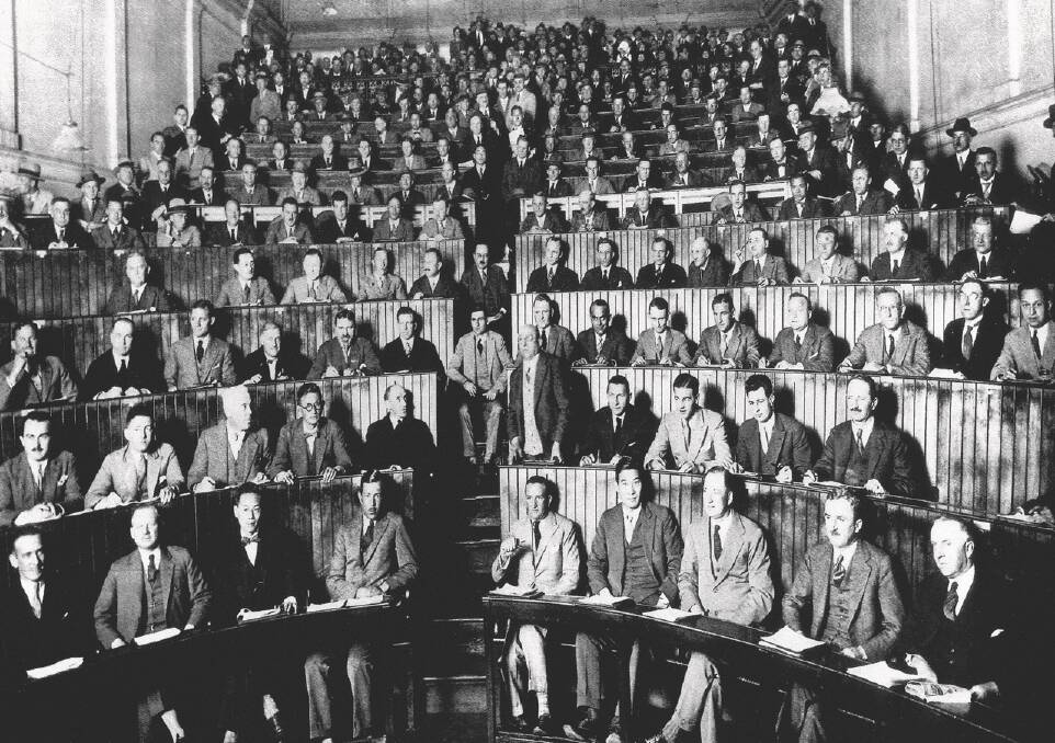 The Sydney wool auction room in 1927. Buyers from all around the world scrambled to buy our golden fleece.  