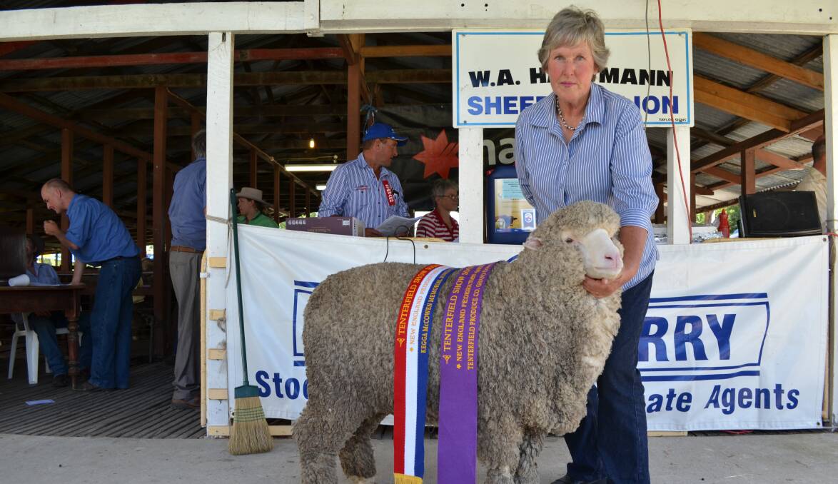 Alison van Eyk, Shalimar Park Merinos, Wollun, has been honoured by the NSW Royal Agricultural Society for her contribution to the Sydney Royal Show. 