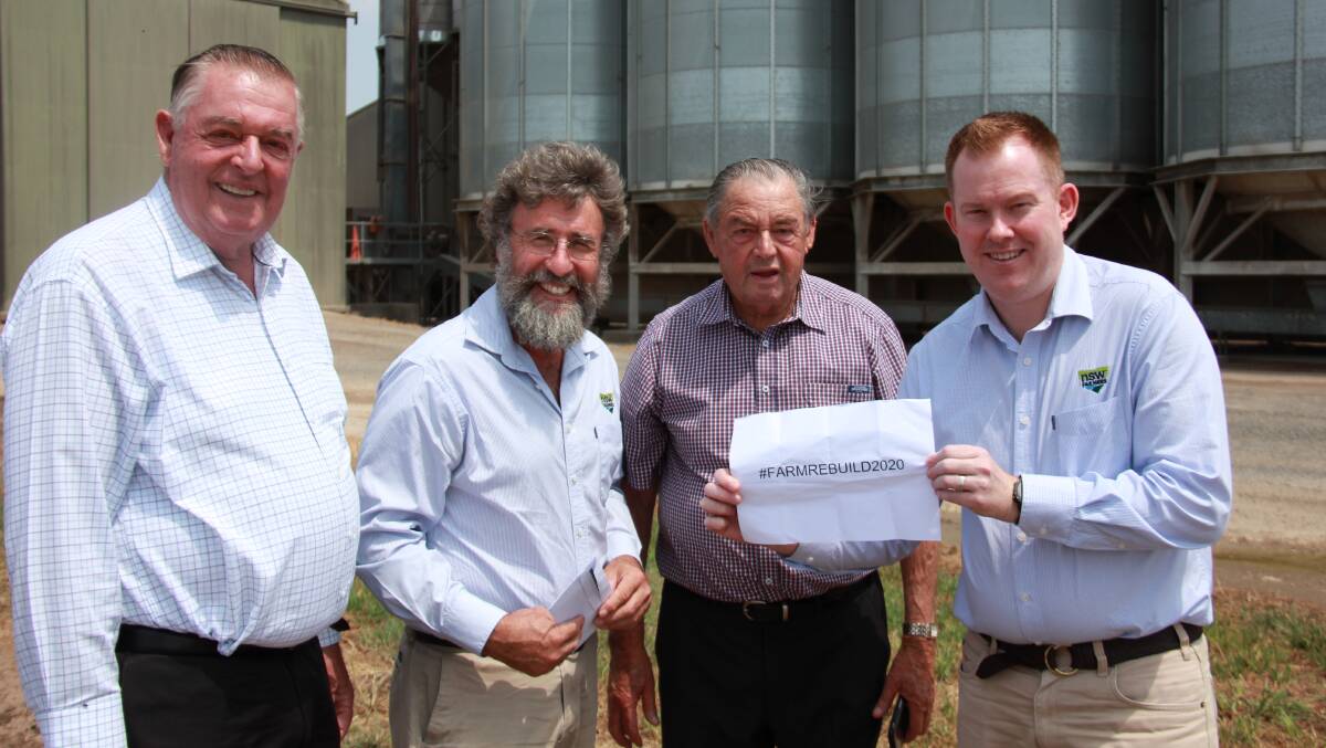 Tony Perich, NSW Farmers President James Jackson, Ron Perich and NSW Farmers CEO Pete Arkle with the $1m in support donated by the Perich family.