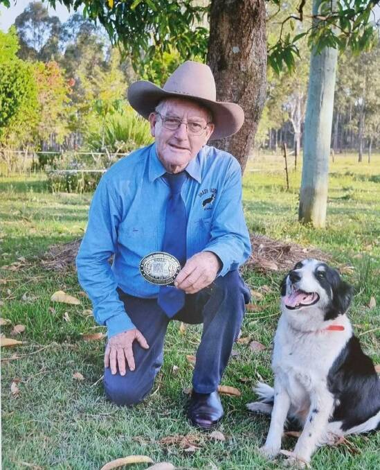 Well known working dog breeder and trainer Robert Johnston, with two-time Australian dog of the year Shady Acres Patti, taken in 2010. Photo: Supplied