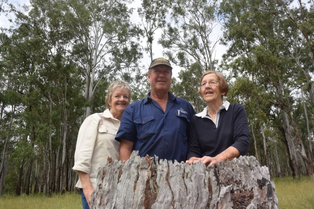Mick Moorhead with his wife Sue and mother Victoria will be directly affected by changes to state environment planning policy, with new maps declaring koalas are everywhere, when they're not.