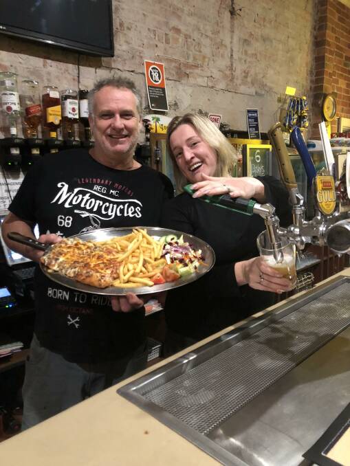 Thieves raided Urbenville's Crown Hotel last week making off with charity money destined for drought relief. Now a regional taste for the pub's chicken parma is driving real relief for farmers say publicans Darryl Mageean and Sylivia Margan.