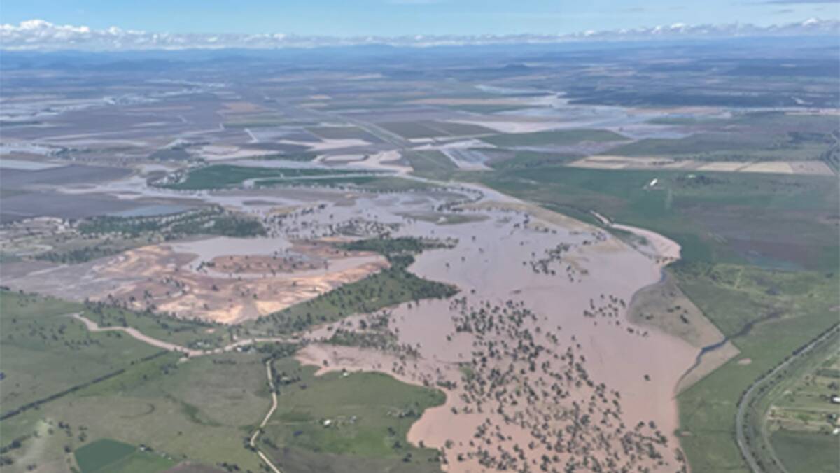 The Mooki River near Gunnedah on Tuesday as floodwaters continued to rise. Photo: Jono Middlebrook