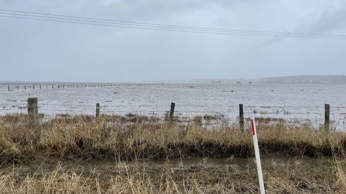 An inland sea near Woodburn a fortnight after the flood event will be slow to drain.
