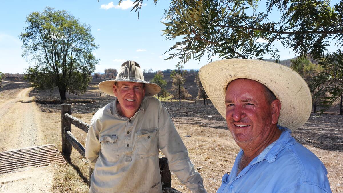 Tim and John Dougherty on the Clarence River south of Tabulam have already moved to destock in the wake of damaging bushfires that continue to burn.