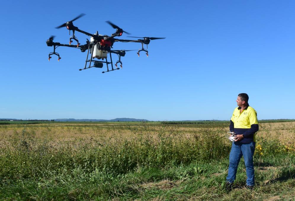 This weed spraying drone, 2.6m tip to tip, autonomously covers three hectares an hour. Drone pilots must still abide by the same rules that apply to crop dusting planes, although Mr Fisher says he is working to modify those rules.