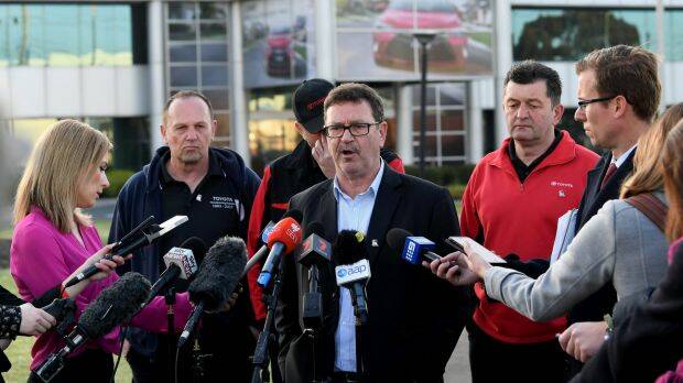 AMWU's Dave Smith at Toyota at its closure earlier in October. Photo: AAP