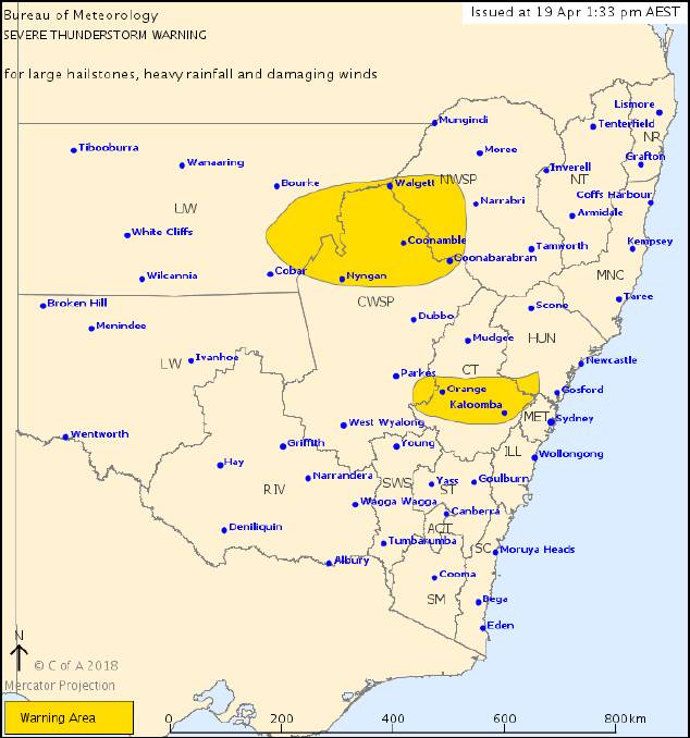 Storm warning for north west slopes and plains, Central West and upper western NSW