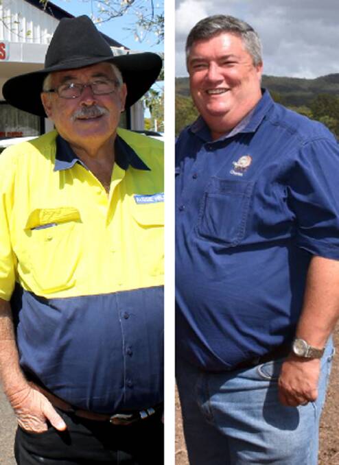 Charity bosses Brian Egan, Aussie Helpers, and Charles Alder, Rural Aid.