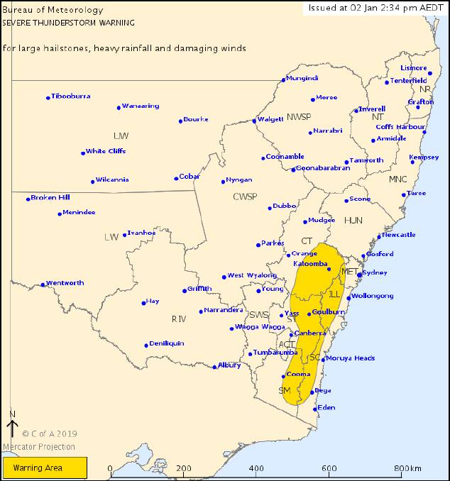 Hail, heavy rain and winds warning for Tablelands, South Coast, Sydney