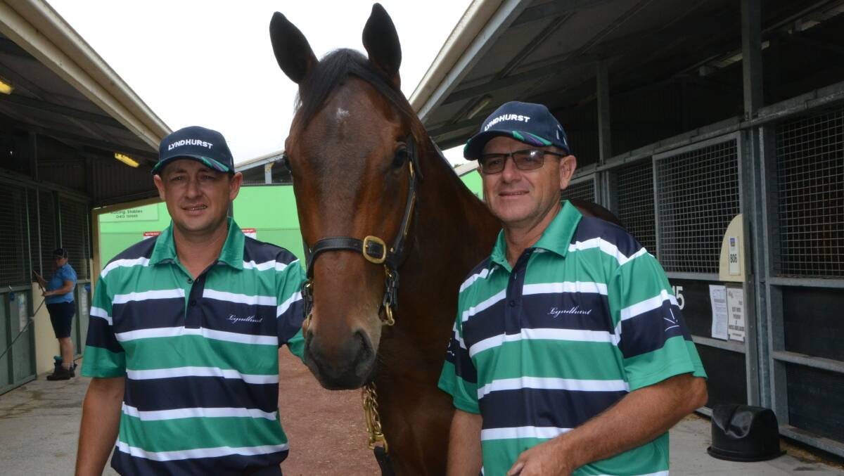 Brothers Griff and Jeff Kruger from Lyndhurst Stud, with a Better Than Ready colt that sold for $130,000 at this year's Magic Millions. Photo by Virginia Harvey