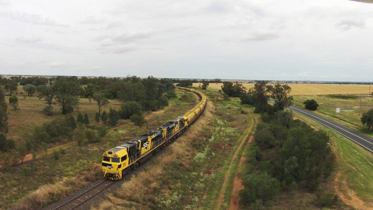 It's double the length of a typical grain train and weighs a whopping 5000 tonnes with 73 wagons.
