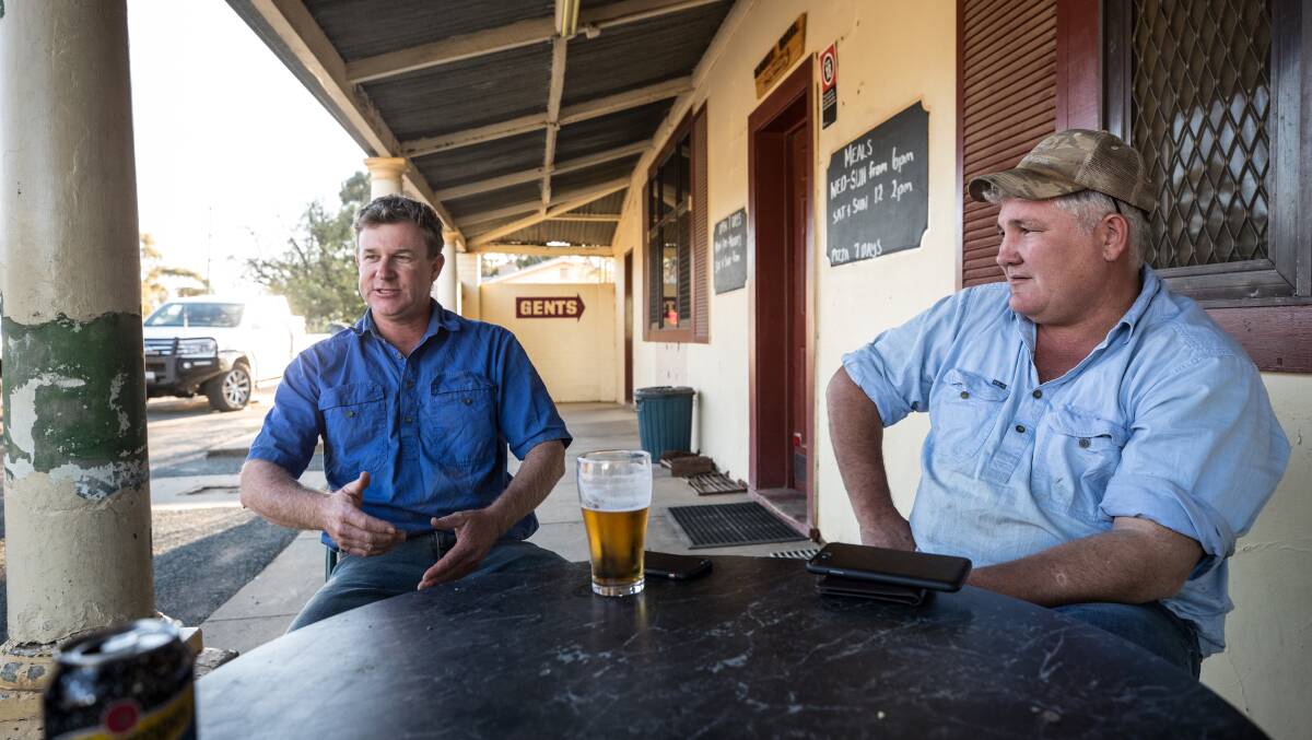 Farmers Andrew Crossley and Mick Clark. Photo by Jason South.