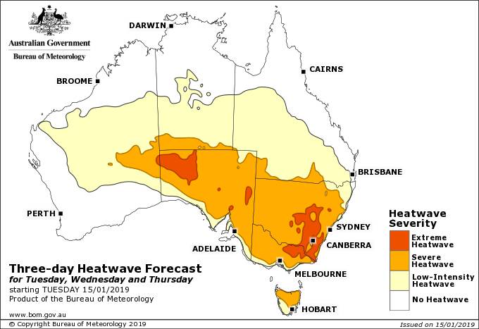 HOT HOT HOT: The heatwave situation from Tuesday until Thursday.
