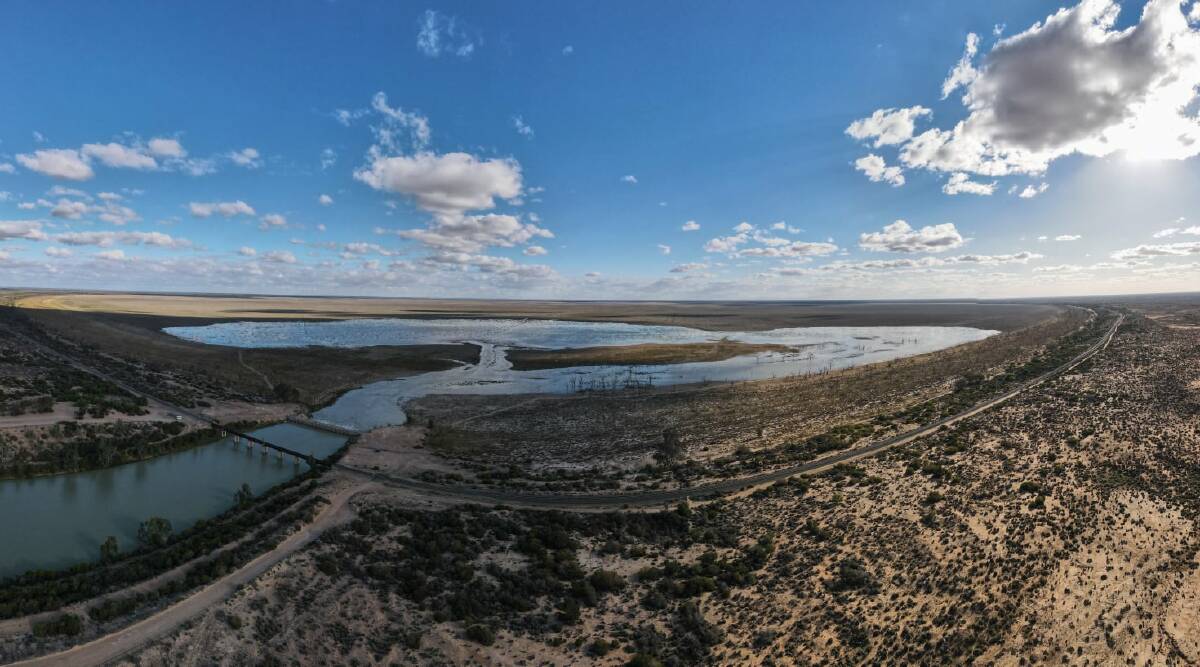 Lake Menindee filling. It is now predicted that 950GL will reach the Menindee Lakes system. Photo: Michael Minns Photography Menindee
