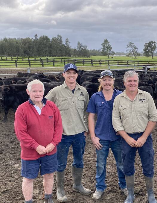 Bruce, Jack, James and Robert Mackenzie of Mackas Beef. The family has come through drought, fire, floods and COVID in the last 12 months. Photo supplied. 